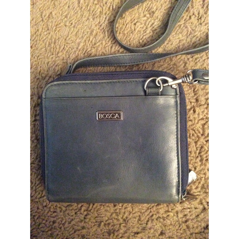 Bosca Nappa Vitello Leather Wallet Double Zip Crossbody B29